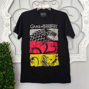 Game of Thrones Men’s Three House Symbols Black T -shirt  Size Medium